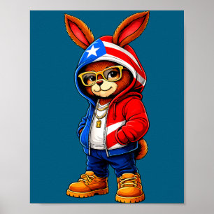 Puerto rico bunny hoodie cute cartoon rabbit poster