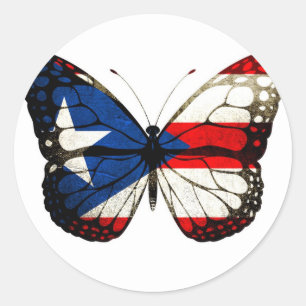 Puerto Rico Butterfly Classic Round Sticker
