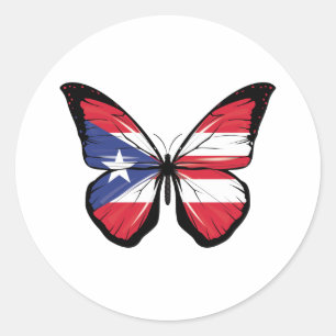 Puerto Rico Butterfly Flag Classic Round Sticker