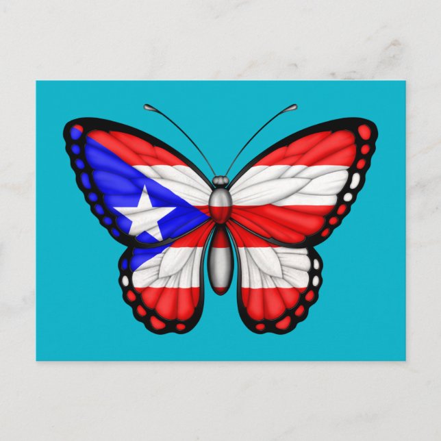 Puerto Rico Butterfly Flag Postcard (Front)