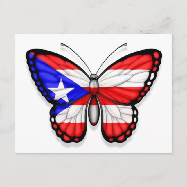 Puerto Rico Butterfly Flag Postcard (Front)