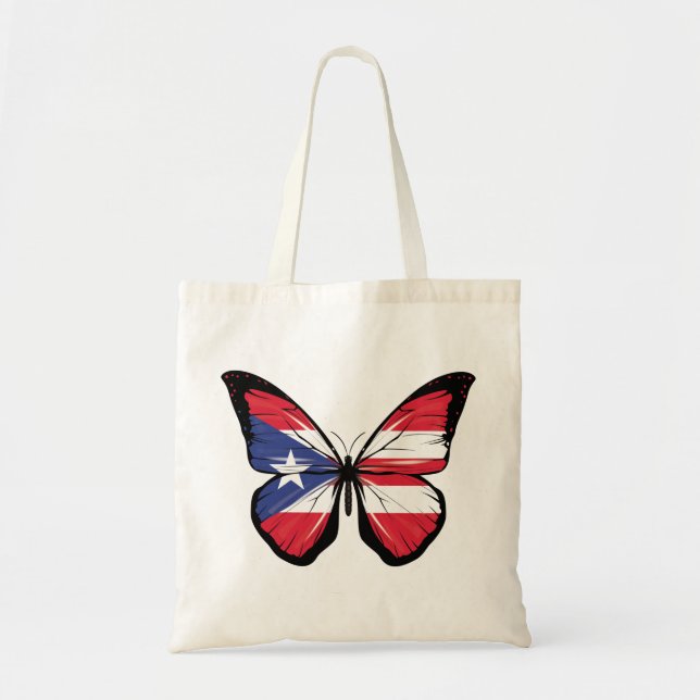 Puerto Rico Butterfly Flag Tote Bag (Front)