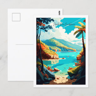 Puerto Rico Caribbean vintage travel illustration Postcard