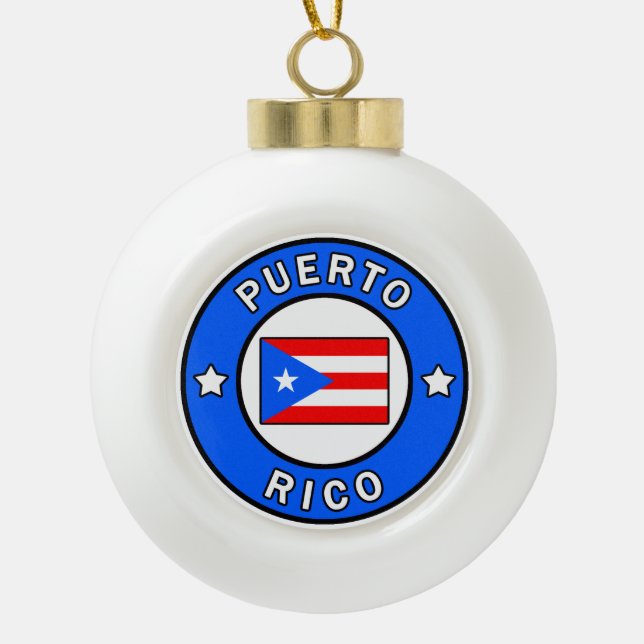 Puerto Rico Ceramic Ball Christmas Ornament (Front)
