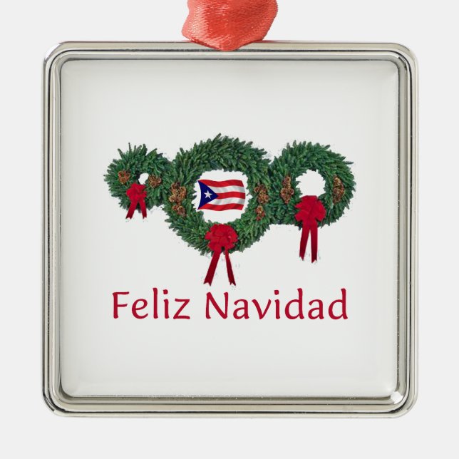 Puerto Rico Christmas 2 Metal Tree Decoration (Front)