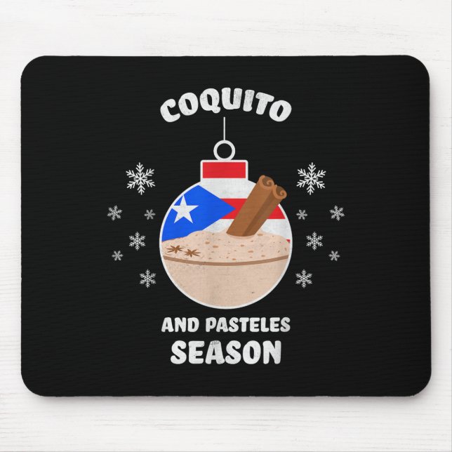 Puerto Rico Christmas Coquito And Pasteles Season  Mouse Mat (Front)