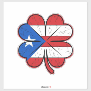 Puerto Rico Clover Flag Vintage Engraving Vector D
