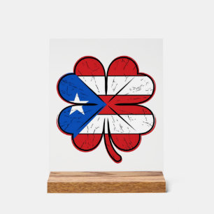 Puerto Rico Clover Flag Vintage Engraving Vector D Acrylic Sign