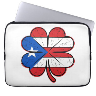 Puerto Rico Clover Flag Vintage Engraving Vector D Laptop Sleeve