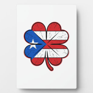 Puerto Rico Clover Flag Vintage Engraving Vector D Plaque
