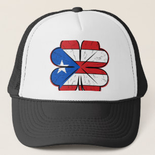 Puerto Rico Clover Flag Vintage Engraving Vector D Trucker Hat