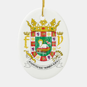 Puerto Rico Coat Of Arms Ceramic Tree Decoration