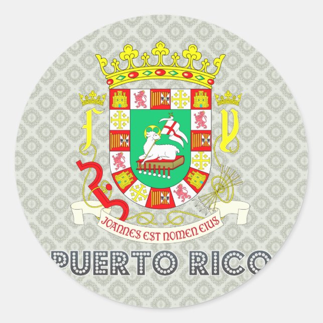 Puerto Rico Coat of Arms Classic Round Sticker (Front)