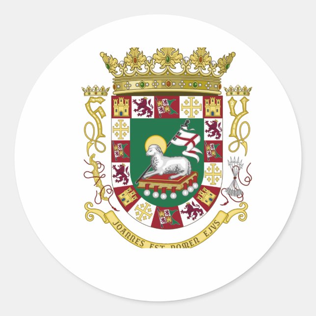 Puerto Rico Coat of Arms Classic Round Sticker (Front)