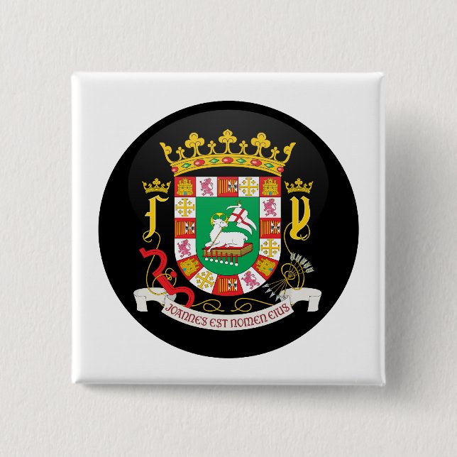 Puerto Rico Coat of Arms detail 15 Cm Square Badge (Front)