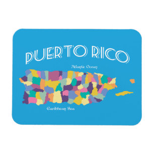Puerto Rico Colourful Map Magnet