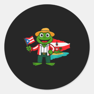 Puerto Rico Coqui Frog Flag Shirt For Men Women Ki Classic Round Sticker
