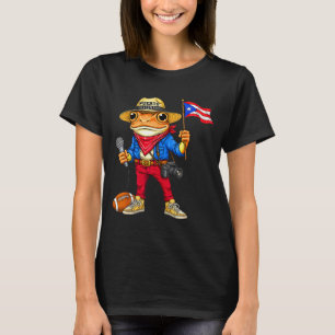 Puerto Rico Coqui Frog Street Music Football Boric T-Shirt