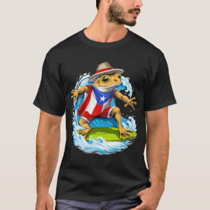 Puerto Rico Coqui Frog Surfing T-Shirt