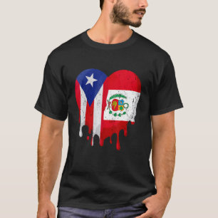 Puerto Rico Costa Rica Flag Heart Grown Patriot Co T-Shirt