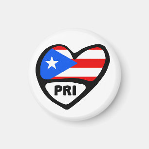 Puerto Rico Country Code Flag Heart, PRI Magnet