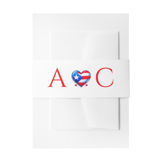 Puerto Rico Couple Wedding Invitation Belly Band (Front Example)