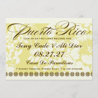 PUERTO RICO Destination Tropical Floral Linen Invitation