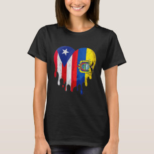 Puerto Rico Ecuador Flag Heart Citizen Grown Patri T-Shirt