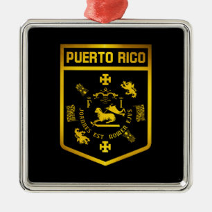 Puerto Rico Emblem Metal Tree Decoration