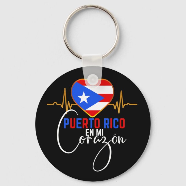 Puerto Rico en mi Corazon Puerto Rican Pride  Key Ring (Front)