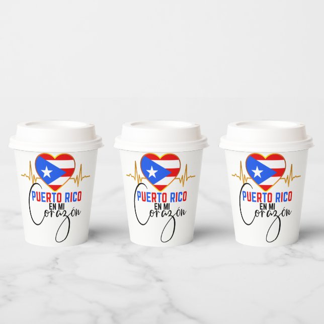 Puerto Rico en mi Corazon Puerto Rican Pride   Paper Cups (Multi)