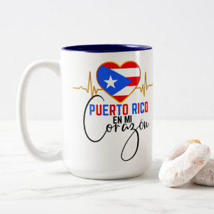 Puerto Rico en mi Corazon Puerto Rican Pride  Two-Tone Coffee Mug