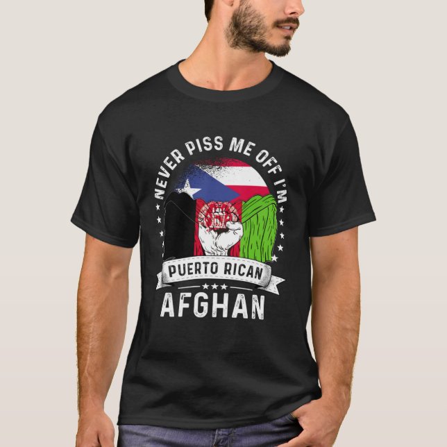 Puerto Rico Flag Afghanistan Grown Humour Pride T-Shirt (Front)