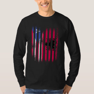 Puerto Rico Flag Albania Grown Country Flags Strip T-Shirt