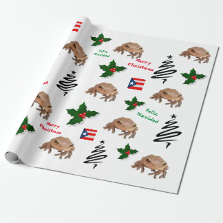 Puerto rico flag and coqui wrapping paper