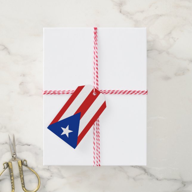 Puerto Rico Flag Birthday Gift Tags (With Twine)