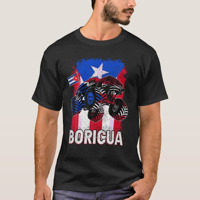 Puerto Rico Flag Boricua Monster Truck Rican Kid B T-Shirt (Front)