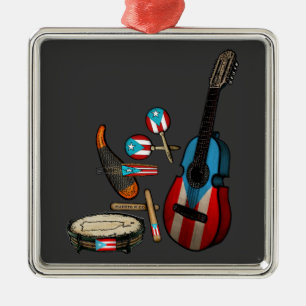 Puerto Rico Flag   Boricua Traditional Instruments Metal Tree Decoration