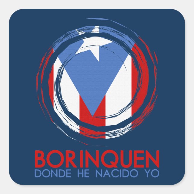 Puerto Rico Flag Borinquen Square Sticker (Front)