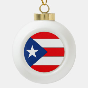 Puerto Rico Flag Ceramic Ball Christmas Ornament