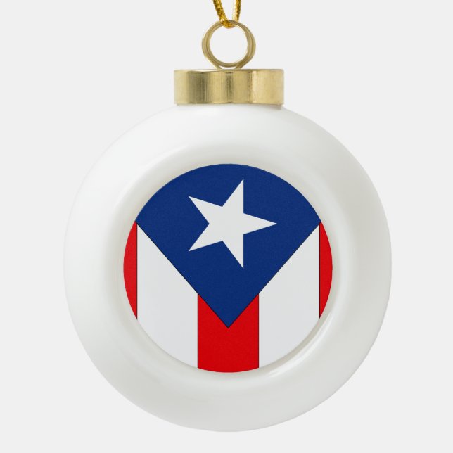Puerto Rico Flag Ceramic Ball Christmas Ornament (Front)