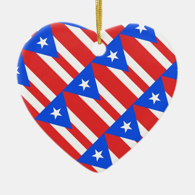 Puerto Rico Flag Ceramic Tree Decoration (Front)