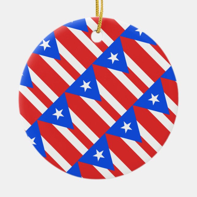 Puerto Rico Flag Ceramic Tree Decoration (Front)