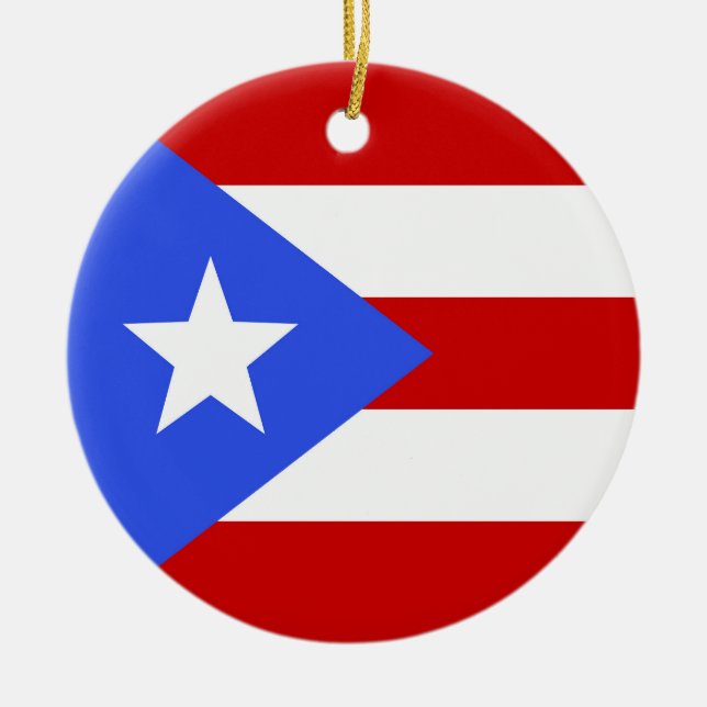 Puerto Rico flag Ceramic Tree Decoration (Front)