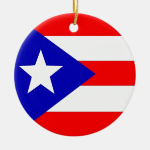 Puerto Rico Flag Ceramic Tree Decoration