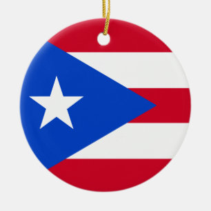 Puerto Rico Flag Ceramic Tree Decoration