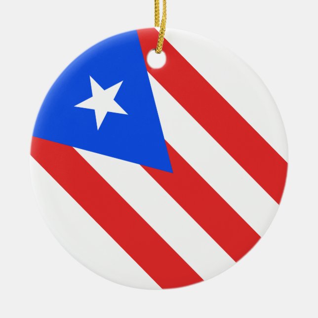 Puerto Rico Flag Ceramic Tree Decoration (Front)