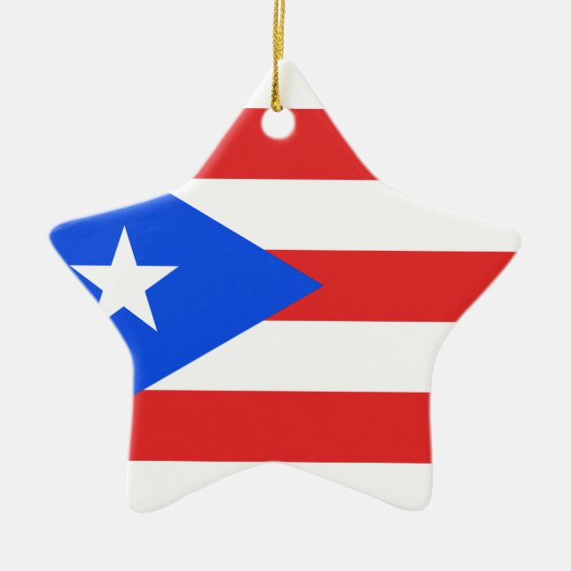 Puerto Rico Flag Ceramic Tree Decoration (Front)