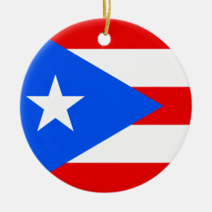 Puerto Rico Flag Ceramic Tree Decoration