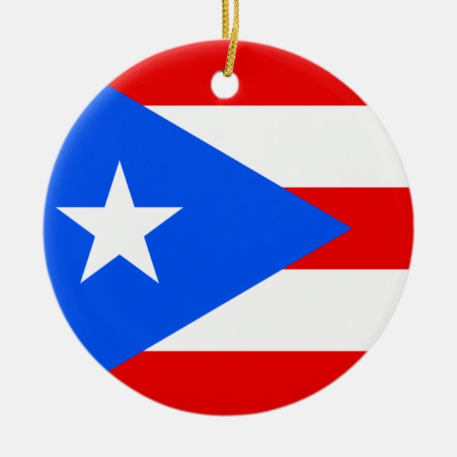 Puerto Rico Flag Ceramic Tree Decoration (Front)